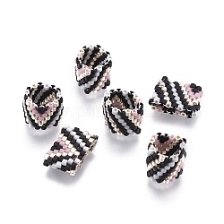 Miyuki & toho perles de rocaille japonaises faites à la main, motif de tissage, anneau, noir, 14~15x9.5~10x3.5~4mm