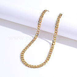 Collares de cadena de eslabones cubanos de acero inoxidable, real 18k chapado en oro, 17.72 pulgada (45 cm)