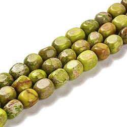 Brins de perles de dolomite naturelles, teinte, cuboïde, vert jaune, 7~7.5x5~5.5x5~5.5mm, Trou: 1.2mm, Environ 55 pcs/chapelet, 15.67~15.94 pouce (39.8~40.5 cm)