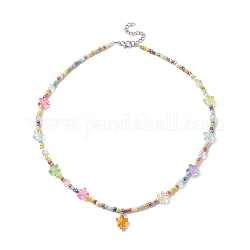 Collane di perline seme di vetro, collane con pendente a stella in acrilico per donna, colorato, 17.36 pollice (44.1 cm)