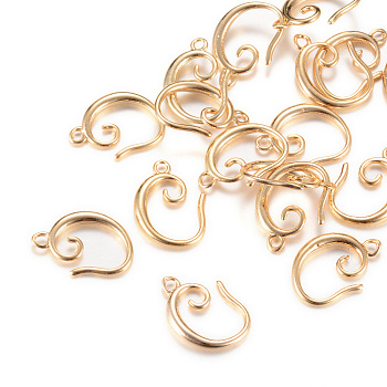 Brass Earring Hooks, Light Gold, 15.5x11x2mm, Hole: 1.5mm
