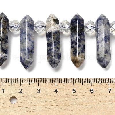 Нити бусин из натуральной голубой яшмы с двойными концами G-H069-A10-01-1