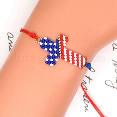 Assorted American Flag Friendship Beads Bracelet Jewelry