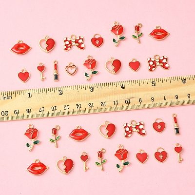 40 шт. 10 стиля ко Дню святого Валентина сплав с эмалевыми подвесками ENAM-FS0002-39-1