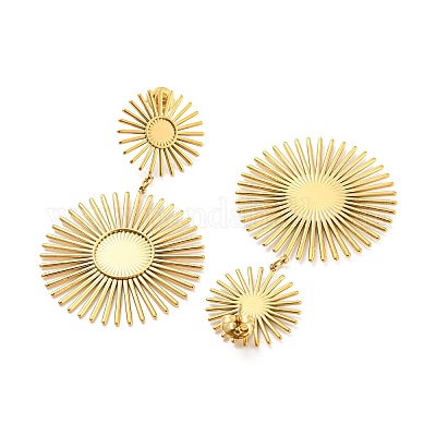 Фурнитура для сережек-гвоздиков в форме солнца из нержавеющей стали 304 EJEW-C067-20G-1