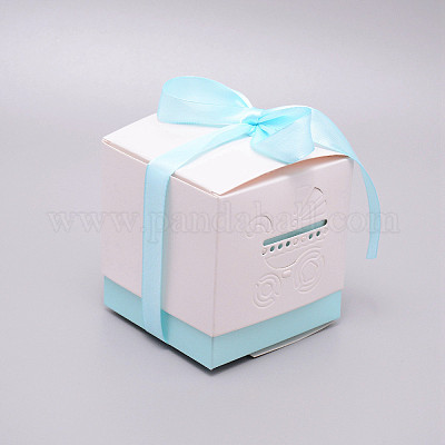 Квадратные бумажные коробки для конфет с пирсингом CON-WH0084-10-1