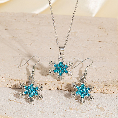 Комплекты из серег и ожерелий с подвесками из сплава со стразами FS-WG1CFD3-01-1