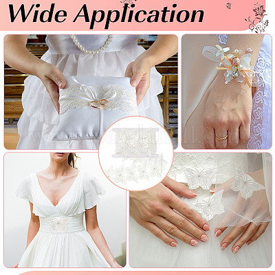 3 ярд органзы с отделкой из кружева с вышивкой из пластиковых жемчужин OCOR-MA0001-69-1