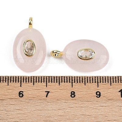 Подвески из натурального розового кварца и кубического циркония G-Z076-01G-10-1