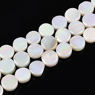 Нити бусин из натуральных пресноводных раковин с гальваническим покрытием SSHEL-T017-31-1