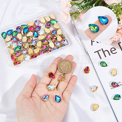 80 шт. 8-х цветные каплевидные пришивные стразы GLAA-UN0001-12-1