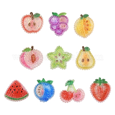 20 шт. 10 стиля вишня/груша/лимон/виноград/черника/персик/яблоко/арбуз/фрукты прозрачная эпоксидная смола декоден кабошоны RESI-FS0001-93-1