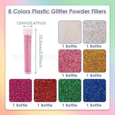 8 бутылка 8-х цветных пластиковых блестящих порошковых наполнителей AJEW-TA0001-36-1