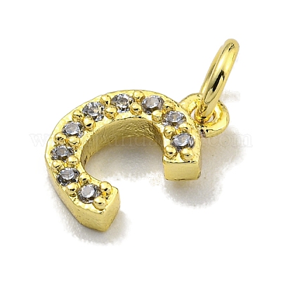 Подвески из латуни с буквами микро паве и прозрачным кубическим цирконием KK-K354-06G-C-1