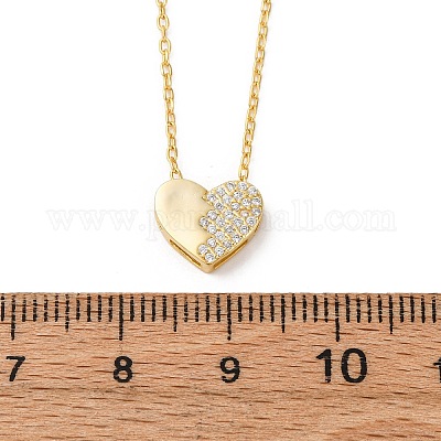 925 серебряное ожерелье с подвеской в виде сердца из микропаве из прозрачного кубического циркония для женщин NJEW-D316-04G-1