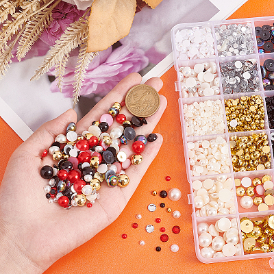 3025 шт. 24 стиля кабошоны из искусственного жемчуга из АБС-пластика и кабошоны из искусственного тайваньского акрила со стразами SACR-PH0002-16-1