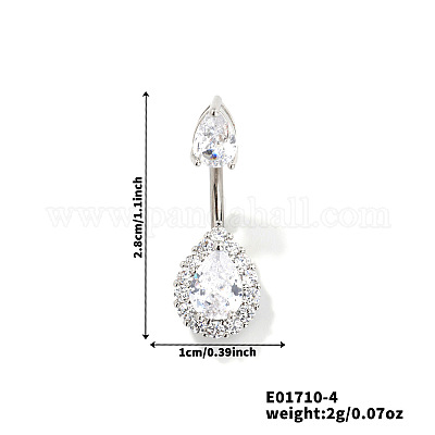 Кольца для пупка в форме штанги из прозрачной латуни с геометрическим узором из кубического циркония для женщин в подарок OY0687-4-1