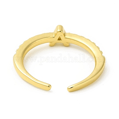 Кольцо-манжета с открытой буквой из прозрачного кубического циркония RJEW-H120-09G-A-1