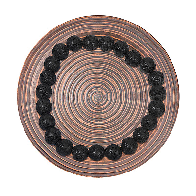 4 нить круглых бусин из натурального лавового камня G-GO0001-02-1