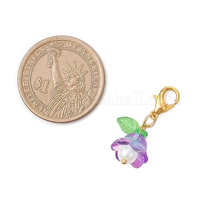 Подвеска из цветочного стекла с жемчужинами HJEW-MZ00324-1