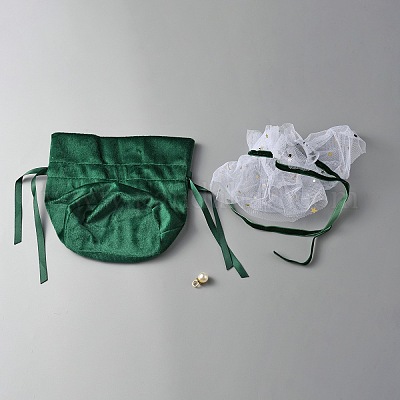 Подарочные пакеты на шнурке из бархата ABAG-WH0047-03-1