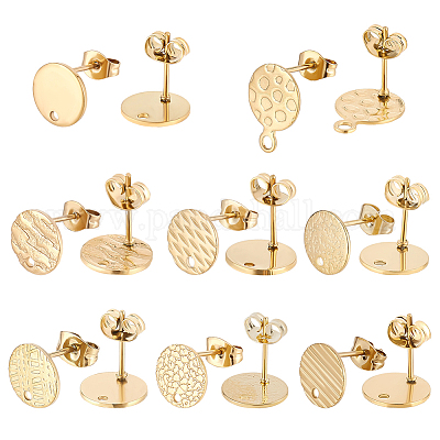 32 шт. 8 стиля ионного покрытия (IP) 201/304 нержавеющая сталь серьги-гвоздики STAS-ME0001-39G-1