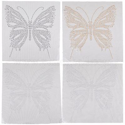 4 шт. 4 цвета бабочка блестящие стразы горячей фиксации DIY-FH0007-36-1