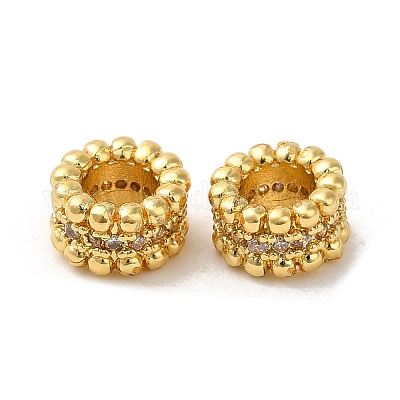 Реечное покрытие латунь микро паве кубический цирконий европейские бусины KK-K377-02G-1