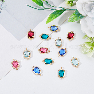 20 шт. 5-х цветные латунные стеклянные соединительные подвески GLAA-DC0001-14-1