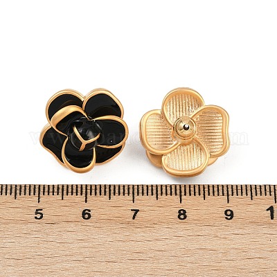 Золотые серьги-гвоздики с эмалью из латуни и цветком EJEW-K308-02G-01-1