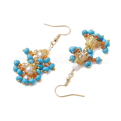 2 пара двухцветных сережек-подвесок из нержавеющей стали 304 EJEW-MZ00130-1