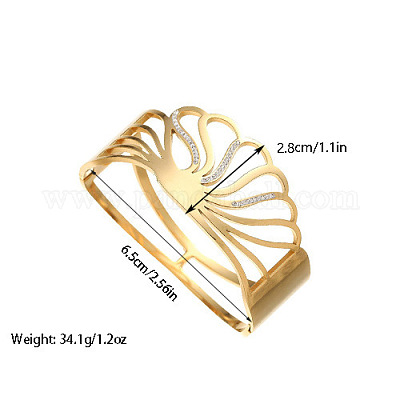 Женские браслеты-шарниры из нержавеющей стали 304 в форме ракушки с кристаллами и стразами FS-WGE9198-01-1