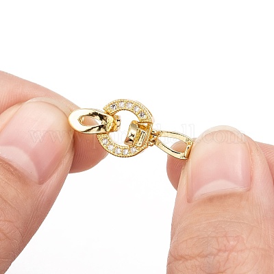 Латунные микро проложить кубического циркония раз за застежками X-KK-P164-12G-1