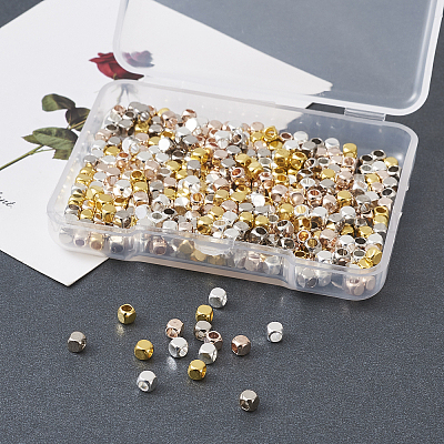 Латунные кубические бусины-проставки KK-PJ0001-02-1