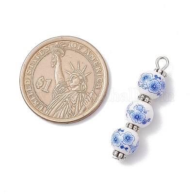 Подвески из фарфора и керамики с цветочным принтом ручной работы PALLOY-JF04452-02-1