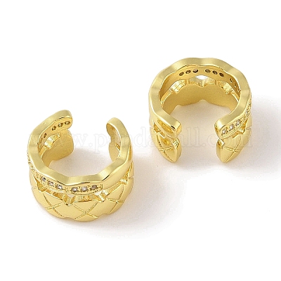 Женские серьги-манжеты из латуни с микропаве и прозрачным цирконием EJEW-I305-29G-1