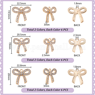 36 шт. 6 стиля подвески из цинкового сплава со стразами FIND-PH0024-78-1