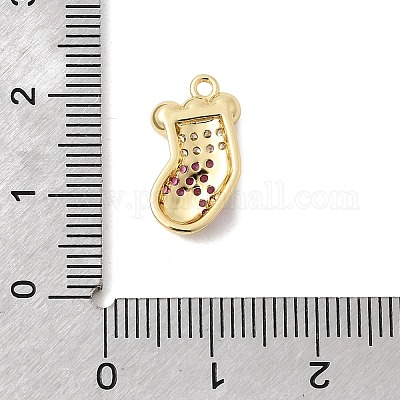 Рождественские латунные подвески с микропаве из фианита KK-L258-04G-F02-1