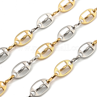 Двухцветные овальные звенья из нержавеющей стали 304 CHS-F022-02GP-1
