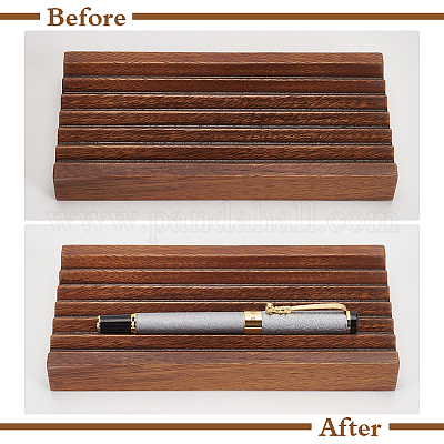 Прямоугольная деревянная подставка для ручек AJEW-WH0561-008A-1