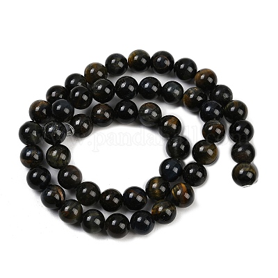 Нити бусин из натурального желто-синего тигрового глаза (окрашенные и нагретые) G-P230-07-6mm-AB-1