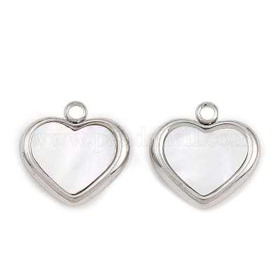 Сердечные подвески из натуральных белых ракушек STAS-Z166-04P-1