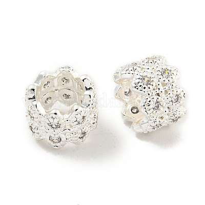 Реечное покрытие латунь микро паве прозрачный кубический цирконий европейские бусины KK-L215-321S-1