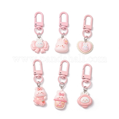 Подвесные украшения в виде кролика из непрозрачной смолы HJEW-JM03351-1