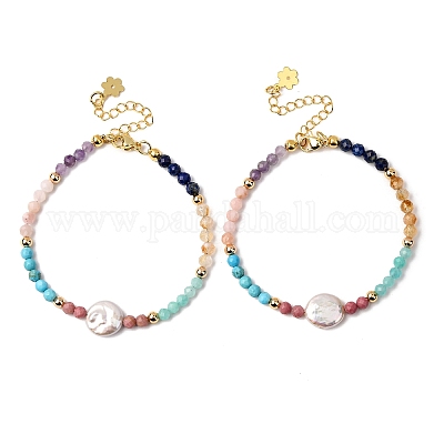 Браслеты из натурального жемчуга и драгоценных камней для женщин BJEW-JB12366-1