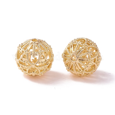 Латунные полые круглые бусины KK-P226-12CG-1