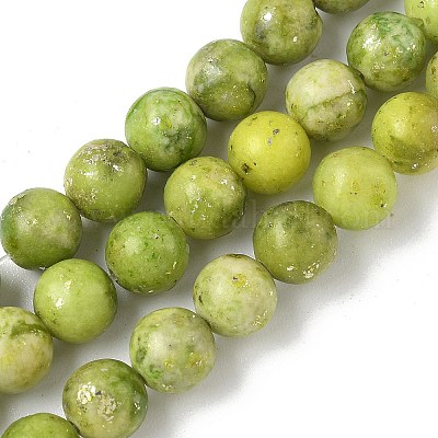 Нити из окрашенных натуральных доломитовых бусин G-D337-8mm-D04-1