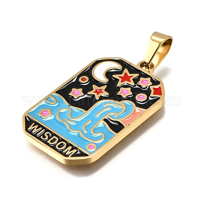 Эмалевые подвески из нержавеющей стали 304 таро STAS-M119-09F-G-1