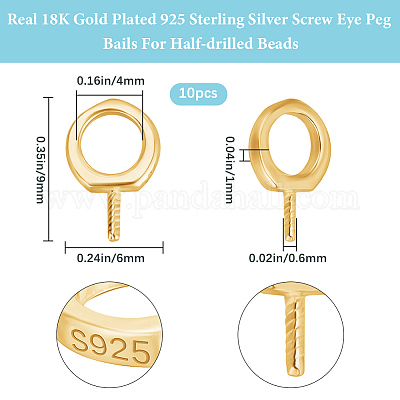 10 шт. 925 серебряных шурупа для крепления колышков STER-BBC0008-67-1