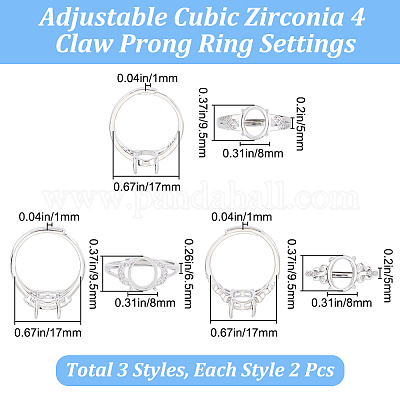 6 шт. 3 регулируемых латунных кольца-солитера KK-BBC0011-80-1